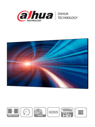 [DHT0620015] Dahua LS460UCM-EF - Pantalla Full HD para Videowall de 46 Pulgadas/ Panel LCD ADS Industrial 24/7/ Marco Ultra Delgado de 3.5mm/  Soporta Daisy Chain (Conexión HDMI en Cadena)/ Interfaces HDMI, DVI, VGA, BNC y USB/ Brillo 500 cd/m2/ 
