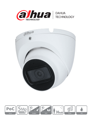 [DHT0300045] Dahua HAC-HDW2501TLM-A -  Camara Domo de 5 Megapixeles/ Serie Pro/ Lente de 2.8 mm/ 111 Grados de Apertura/ IR de 30 Metros/ Microfono Integrado/ Metalico/ WDR 120dB/ IP67/ Strlight/ 