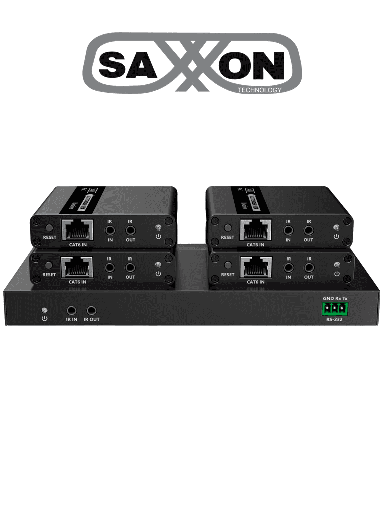 [SXN0570009] SAXXON LKV724P- Kit Extensor HDMI de 4 Puertos/ Resolucion 4K@30Hz/ Hasta 40 metros con resolución 4K y 70m a 1080P/ Cat 6/ 6A/ 7/ Loop HDMI/ Transmisor IR/ Plug and play