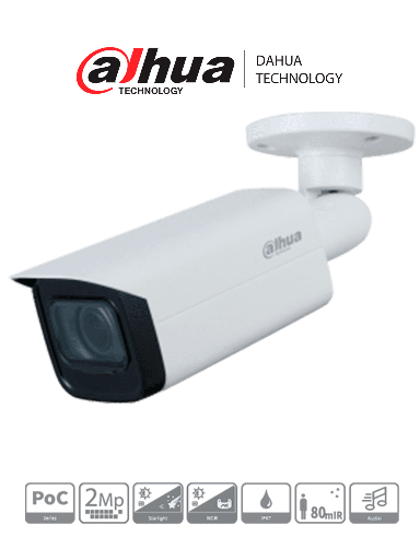 [DHT0290058] DAHUA HAC-HFW2241TUN-Z-A  - Camara Bullet de 2 Megapixeles/ Lente Motorizado de 2.7 a 13.5 mm/ Super Adapt/ WDR Real de 130 dB/ 80 Mts de IR/ Microfono Integrado/  IP67/ Metalica/ BLC/WDR/HLC/