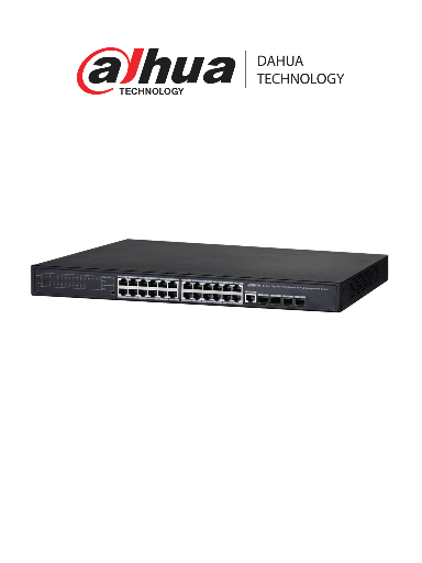 [DHT1850018] DAHUA PFS4428-24GT-370 - Switch de 24 Puertos PoE Gigabit/ Administrable Capa 2/ 370 Watts totales/ 4 Puertos SFP 1000 Base-X/ Switching 56 Gbps/ 