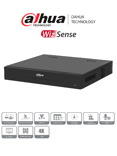 [DHT0370042] DAHUA DH-XVR5416L-4KL-I3 - DVR de 16 Canales 4k/ WizSense/ H.265+/ IA/ 4 Bahias de Discos Duros/ +16 Canales IP/ Hasta 32 Canales/ 2 Ch de Reconocimiento Facial/ SMD Plus/ Codificación IA/ Funciones IoT&POS/