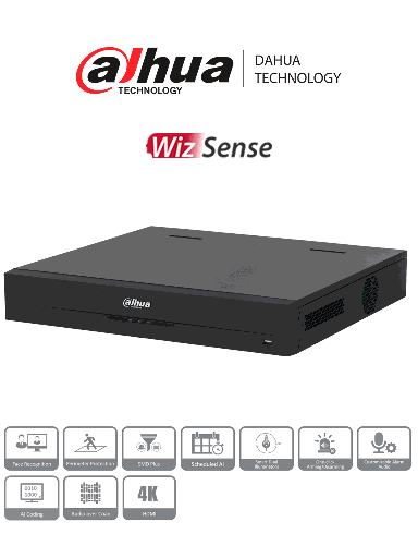 [DHT0370043] DAHUA DH-XVR5432L-I3 - DVR de 32 Canales de 5 Megapixeles Lite/ WizSense/ IA/ H.265+/ 4 Bahías de Discos Duros/ Hasta 32 Canales IP/ 2 Ch de Reconocimiento Facial/ SMD Plus/ Codificación IA/ Onvif/ Funciones IoT&POS/