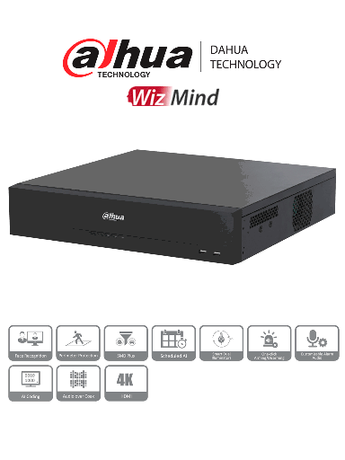 [DHT0370044] DAHUA DH-XVR5816S-4KL-I3 - DVR de 16 Canales 4k/ WizSense/ H.265+/ IA/ 8 Bahías de Discos Duros / + 16 Canales IP/ Hasta 32 Canales IP/ 2 Canales de Reconocimiento Facial/ SMD Plus/ Codificación IA/ 16 Entradas y 6 Salidas de Alarma
