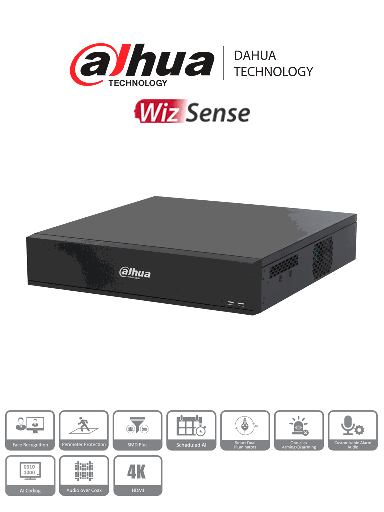 [DHT0370046] DAHUA DH-XVR7816S-4K-I3 -DVR de 16 Canales 4k/ WizSense/ H.265+/ 8 Bahías de Discos Duros/ +16 Canales IP/ 6 Canales con Reconocimiento Facial/ SMD Plus/ Codificación IA/ IoT & POS/ #XVRPRO/