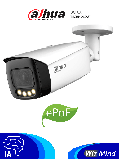 [DHT0030093] DAHUA IPC-HFW5449T1-ZE-LED - Camara IP Bullet de 4 Megapixeles/ Full Color con Lente Motorizado de 2.7 a 12mm/ IP67/ E&S de Alarma/ Ranura para Micro SD/ Entrada de Micrófono y altavoz integrados/ ePoE