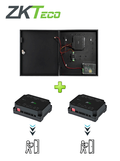 [ZKT0720012] ZKTECO C2260BP - Paquete de Panel de Control de Acceso para 2 puertas con Gabinete Metálico / Incluye 2 Expansores DM10 Para 2 Puertas Adicionales / Comunicación RS485