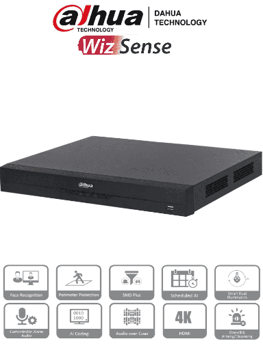 [DHT0370048] DAHUA XVR5232AN-4KL-I3 - DVR de 32 Canales 4k/ 8 Megapixeles/ WizSense/ Con IA/ 6 Canales de Reconocimiento Facial/ H.265+/ Hasta 32 Canales IP/ Codificación IA/ SMD Plus/ 2 Bahías de Discos Duros/ Funciones IoT&POS/ #ProHDCVI