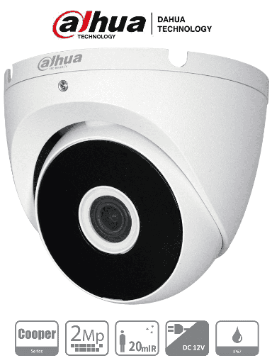 [DAL0300001]  Dahua HAC-T2A21N-28: Cámara domo de 2MP, 1080p, lente de 2.8mm con ángulo de visión de 100 grados, IR de 20m, carcasa metálica, protección IP67. Compatible con CVI, TVI, AHD, CVBS.