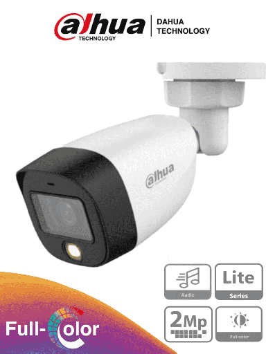 [DHT0290066] DAHUA HAC-HFW1209CN-A-LED - Cámara Bullet Full Color 1080p/ Lente de 2.8 mm/ 106 Grados de Apertura/ Micrófono Integrado/ Luz Blanca de 20 Mts/ DWDR/ Starlight/ IP67/ Soporta CVI/AHD y CVBS #VolDH #IngDahua 