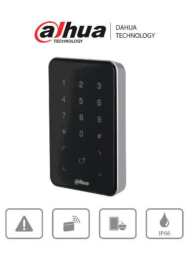 [DHT0700011] DAHUA DHI-ASR2101A - Lectora de Tarjetas MiFare con Teclado Touch/ para Password/ Conexión RS-485 y Wiegand/ Leds Rojo y Verde/ Fondo de Luz Azul