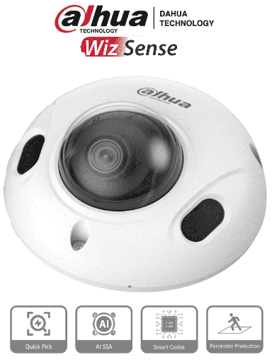 [DHT0040080] DAHUA IPC-HDBW3241F-AS-S2 - Cámara IP Domo Antivandálica de 2MP con lente de 2.8mm y 107° de apertura. Cuenta con WizSense, visión nocturna de 30m, micrófono integrado, SMD 4.0, AI SSA, IP67, PoE, IK10, WDR real, y E/S de alarmas y audio.