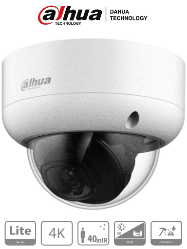 [DHT0300055] DAHUA HAC-HDBW1801EAN - Camara Domo Antivandalica 4k/ 8 Megapixeles/ Lente de 2.8mm/ 106 Grados de Apertura/ Metalica/ Super Adapt/ WDR Real de 120 dB/ IR de 40 Metros/  ip67/ IK10