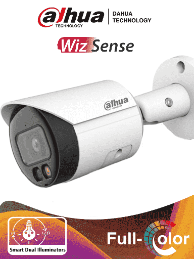 [DHT0030101] DAHUA IPC-HFW2449S-S-IL - Camara Bullet IP 4 Megapixeles/ Iluminador Dual Inteligente+Full Color/ WizSense/ Lente de 2.8mm/ 95 Grados/ Microfono Integrado/ 30 Mts de IR y Luz Visible/ Metal/ Ranura MicroSD/ WDR 120dB/ SMD Plus/ PoE/
