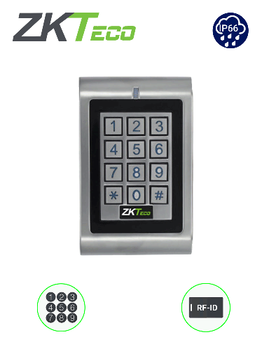 [ZKT0750001] ZKTECO MKHID - Teclado Independiente para Control de Acceso / Interior o Exterior / 1000 Contraseñas o Tarjetas ID (125Khz)