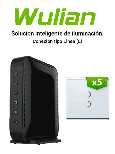 [WAN1320004] WULIAN BV6IL5L -  Paquete Para Control De Iluminacion con 5 Apagadores Dobles solo Linea Con Central Inteligente BRAINV6