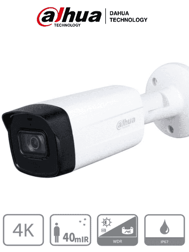[DHT0290078] DAHUA HAC-HFW1801TH-I4 - Cámara Bullet 4k/ 8 Megapixeles/ Lente de 2.8 mm/ 106 Grados de Apertura/ 40 Metros de IR/ WDR Real de 120 dB/ Super Adapt/ IP67/ Soporta: CVI/TVI/AHD/CVBS