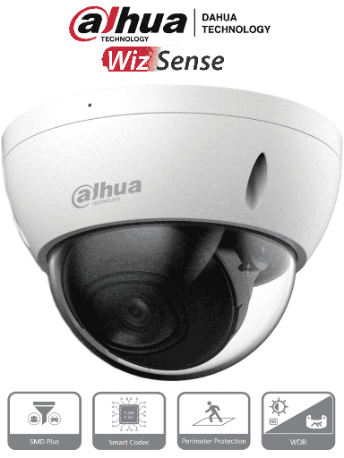 [DHT0040085] DAHUA IPC-HDBW2441E-S - Camara IP Domo Antivandalica de 4 Megapixeles/ WizSense/ 102 Grados de Apertura/ IR de 30 Metros/ SMD Plus/ Microfono Integrado/ PoE/ Ranura para MicroSD/ IP67/ IK10/ WDR Real de 120 dB/ H.265+/ 