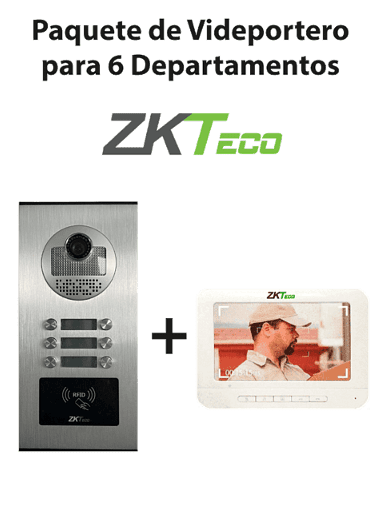 [ZKT2170003] ZKTeco VE06A01PAQ7P- Paquete de Videoportero para 6 Departamentos VE06A01 con 1 Monitor VDPIB3 de 7 pulgadas