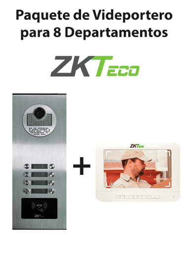 [ZKT2170004] ZKTeco VE08A01PAQ7P - Paquete de Videoportero para 8 Departamentos VE08A01 con 1 Monitor VDPIB3 de 7 pulgadas