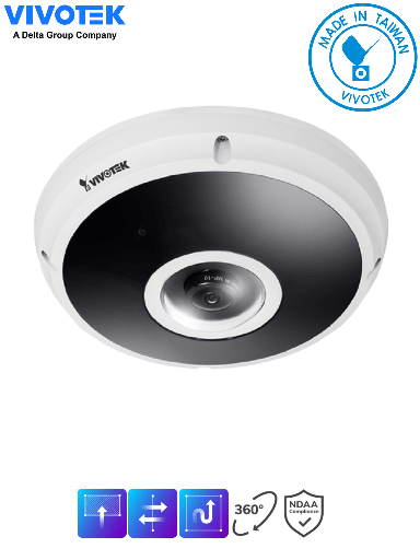 [VIV0080007] VIVOTEK FE931-EHV- Camara IP VORTEX Premium Series Fisheye exterior 12 Megapixeles, Smart IR II 20mts, WDR Pro, Smart Motion, Smart VCA, Smart stream III, Microfono integrado, IP66, IK10, Nema4X, SNV, NDAA, Almacenamiento Interno 512GB