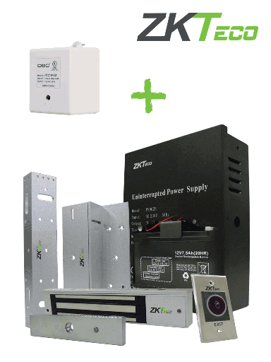 [ZKT2400003] ZKTECO ACAKIT - Kit de accesorios de control de acceso / 1 Boton de salida / 1 Cerradura electromagnética / 1 Fuente de alimentación ininterrumpida / 1 Bateria de respaldo / 1 soporte #Nuevos2024 #nuevapro