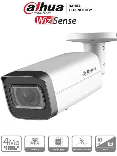 [DHT0030111] DAHUA IPC-HFW2441T-ZS - Camara IP Bullet de 4 Megapixeles/ Lente Motorizado de 2.7 a 13.5 mm/ WizSense/ IR de 60 Metros/ SMD Plus/ Protección Perimetral/ Ranura para MicroSD/ IP67/ Ik10/ #LoNuevo