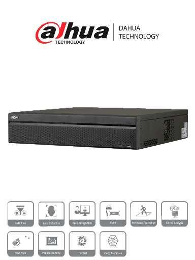 [DHT0210009] DAHUA DHI-NVR5832-16P-EI  NVR de 32 Canales IP 4K/ 16 Puertos Poe/ 8 Puertos EPoE/ Detección y Reconocimiento Facial/ SMD/ Protección Perimetral/ 8 Bahías para Discos Duros/Admite Raid0/1/5/6/10/ 384 Mbps