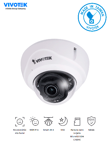 [VIV0140002] VIVOTEK FD9387-FR-v2 - Cámara IP domo exterior antivandálica 5MP, reconocimiento facial integrado, lente varifocal motorizado 2.7-13.5mm, WDR Pro, Smart IR II 50m, ciberseguridad Trend Micro, protección IP67/IK10 #TM