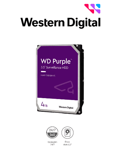 [WDC1490023] Disco Duro PURPLE de 4TB / 3 AÑOS DE GARANTÍA / Para Videovigilancia