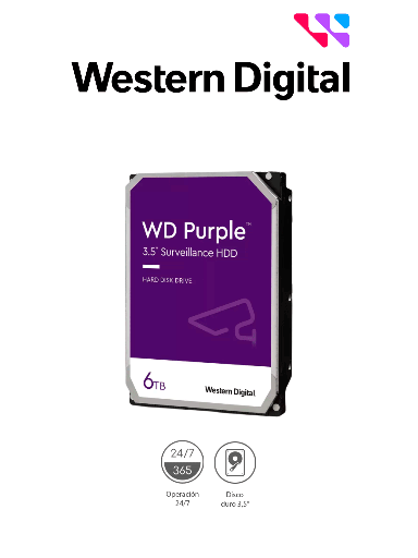 [WDC1490024] Disco Duro PURPLE de 6TB / 3 AÑOS DE GARANTÍA / Para Videovigilancia