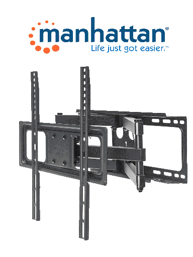 [MAN0530035] MANHATTAN 461344 - Soporte Universal para pantallas  / de 32" a 55" / Soporta hasta 40 Kg / Ajuste de inclinación, giro y nivel / Color Negro / Fabricado en acero