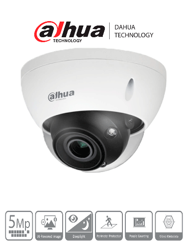 [DHT0040097] DAHUA  IPC-HDBW5541E-ZE - Cámara IP Domo de 5 Megapíxeles/  WizMind / Lente Motorizado 2.7 mm–13.5 mm/ LED IR 40m/ 114°/ H.265+/ Metadatos de video/ SMD 3.0/ Acupick/ E&S de Alarma y Audio/ Ranura para Micro SD/ IP67/ IK10/ ePoE