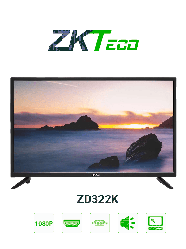 [ZKT0520007] ZKTECO ZD322K - Monitor LED FHD Profesional de 32 pulgadas / Resolución 1920 x 1080 / 1 Entrada de video HDMI y 1 VGA / Altavoces Incorporados / Ángulo de Visión Horizontal 170° /  Detección Automática de Señal / Carcasa Metálica #MA