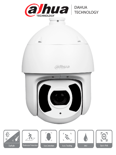[DHT0060056] DAHUA DH-SD6CE245GB-HNR - Camara IP PTZ de 2 Megapixeles/ WizSense/ 45x de Zoom Optico/ Starlight/ 250 Metros de IR/ Autotracking 3.0/ SMD 4.0/ Detección de Rostros/ Protección Perimetral/ PoE+/ IP67/ ik10/ #LoNuevo
