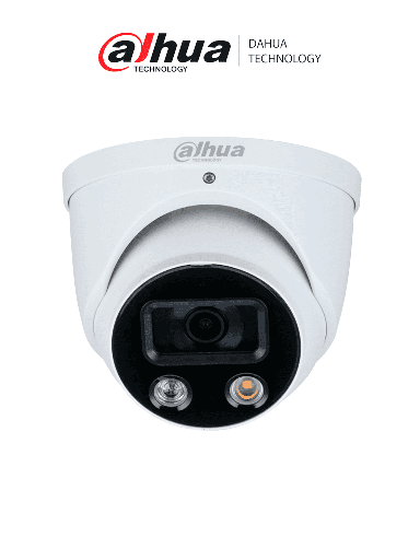 [DHT0040129] DAHUA DH-IPC-HDW3849H-AS-PV - Cámara IP Domo 8MP con disuasión activa, iluminador dual inteligente, TiOC, WizSense, lente 2.8mm, 106° de visión, 30m IR y luz visible, audio bidireccional, E/S de alarma.