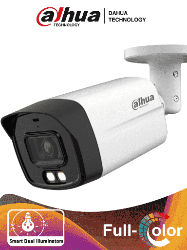 [DHT0290084] DAHUA HAC-HFW1200TLMN-IL-A - Cámara Bullet de 2 Megapíxeles/ Iluminación Dual Inteligente + Full Color/ Lente de 2.8 mm/ 102 Grados de Apertura/ 40 Metros de IR y Luz Visible/ Microfono Integrado/ DWDR/ IP67/Soporta:  CVI/CVBS/AHD/TVI/ #LoNuevo