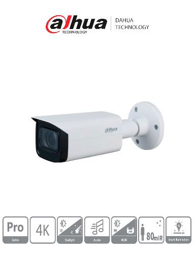 [DHT0290087] DAHUA HAC-HFW2802TU-Z-A - Cámara Bullet 4k Starlight/ 8 Megapíxeles/ Lente Motorizado 3.7 a 11mm/ 0.001 Lux color/ WDR Real 120dB/ Ir 80 Mts/ Micrófono Integrado + 1 Canal de Audio/ IP67/ #LoNuevo