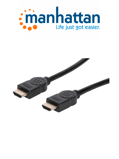 [MAN2760028] MANHATTAN 355353 - Cable HDMI de Alta Velocidad con Canal Ethernet, Versión Premium / 4K@60Hz UHD, HEC, ARC, 3D / ancho de banda de 18 Gbps / HDMI Macho a Macho, Blindado /3.0 m (3 ft.) / Negro
