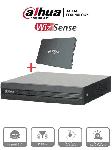 [DHT0350034] DAHUA XVR1B04H-I-SSD - DVR de 4 Canales 5 Megapixeles Lite/ Con Disco SSD de 512GB Especial para Videovigilancia/  S-XVR Series/ WizSense/ H.265+/ 4 Canales con SMD Plus/ Busqueda Inteligente (Humanos y Vehiculos)/ #LoNuevo #S-XVR #Irresistibles