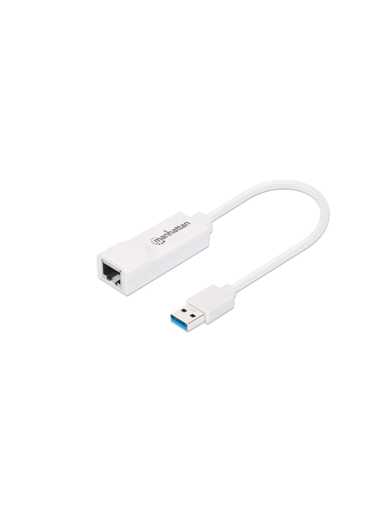 [MAN0410005] MANHATTAN 506847 Adaptador de Súper Velocidad USB 3.0 a RJ-45 GB Ethernet 10/100/1000 Mbps Gigabit Ethernet, Súper Velocidad USB 3.0