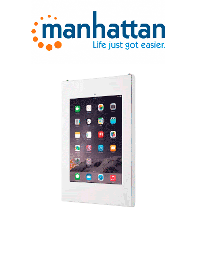 [MAN0430004] MANHATTAN 462228 Soporte para montaje en pared para tableta y iPad Carcasa antirrobo para tabletas de 9,7" a 10,5", se puede montar en la pared o en una placa VESA, blanco