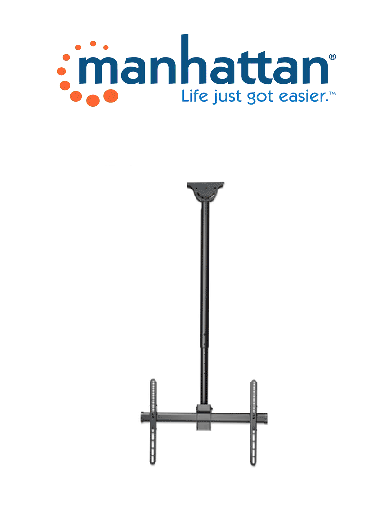 [MAN0430014] MANHATTAN  462204 - Soporte de techo para TV de movimiento completo y ajustable en altura / Sostiene un televisor de 37" a 70" de hasta 50 kg / para techos inclinados y planos/ Giro de 360°/ inclinación de 0 a 25°/ extensión telescópica de 1060 a 1560 mm 