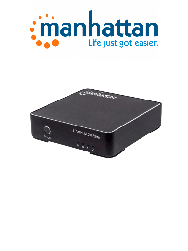 [MAN0560022] MANHATTAN 207591 - Splitter HDMI 4K de 2 puertos 4K@60Hz, alimentación CA, HDCP 2.2