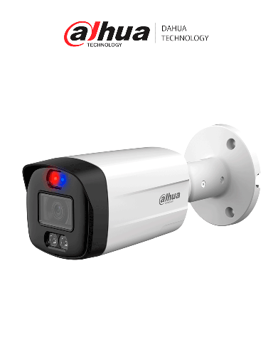 [DHT0290088] DAHUA HAC-ME1809TH-A-PV-S2 - Cámara Bullet TiOC 4k/ Disuasión Activa/ Full Color/ Estrobo Azul y Rojo/ Lente de 3.6mm/ Luz de 40 Mts/ Micrófono Integrado/ 1 Salida de Alarma/ Soporta: CVI/TVI/AHD/ IP67/ #LoNuevo