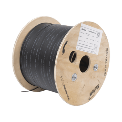 [172102] Carrete de 1 km de Fibra Óptica Drop, Interior/Exterior G.657A2 Monomodo de 1 hilo (unifibra), Dieléctrica, Forro Negro