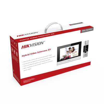 [216371] Kit de Videoportero Analógico de Plastico / IP a 4 Hilos con Función de Llamada a App Hik-Connect / Monitor se Conecta a Internet por Cable o WiFi y por 4 Hilos al Frente de Calle / Expandible a Mas Equipos 