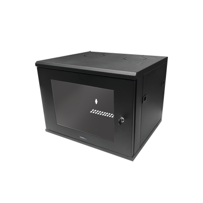 [216383] Gabinete de Montaje en Pared, Con Puerta de Cristal, de 19in, 6UR, Color Negro