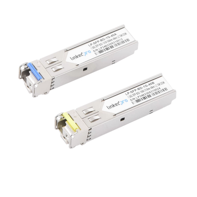 [215294] Transceptores Bidireccionales SFP (Mini-Gbic) / Monomodo / 1.25 Gbps de velocidad / Conector LC / Hasta 40 km de Distancia / 2 Piezas