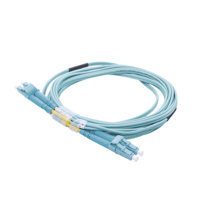 [213749] Jumper de Fibra Óptica Multimodo OM4 50/125 LC-LC OFNR (Riser), 2.0 mm, Dúplex, Aqua, 3 metros